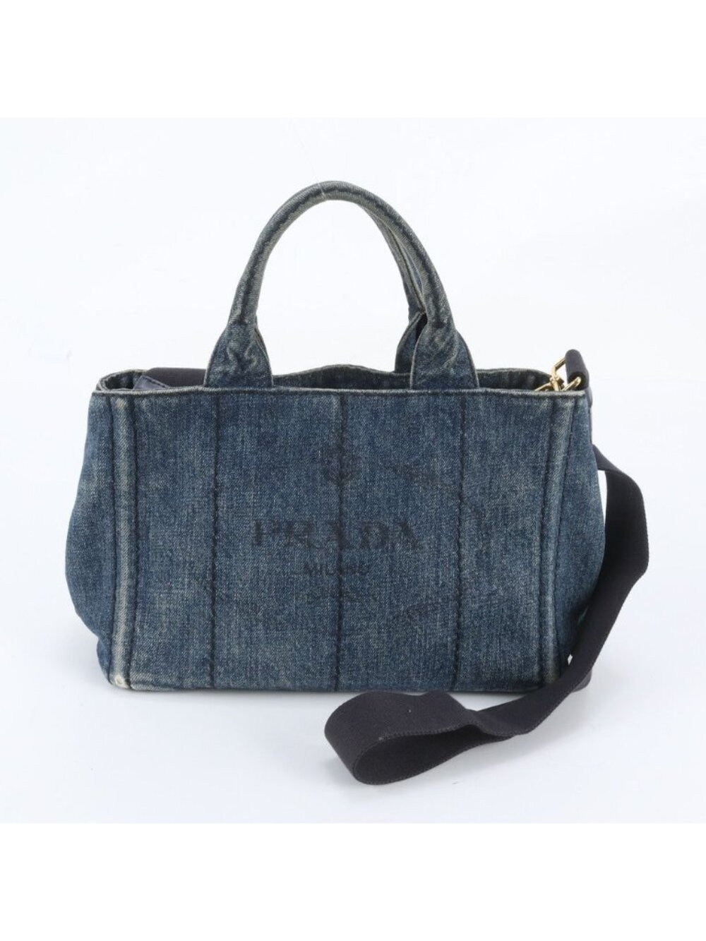 Prada Canapa Denim 2-Way Shoulder Bag Crossbody Hand